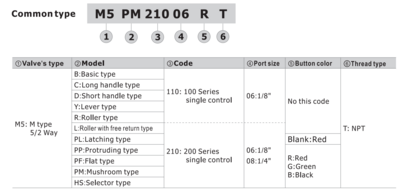M5HS21006BT M5 SERIES SELECTOR TYPE 4 WAY 2 POSITION - 5 PORT, 1/8" NPT PORTS BLACK SELECTOR,